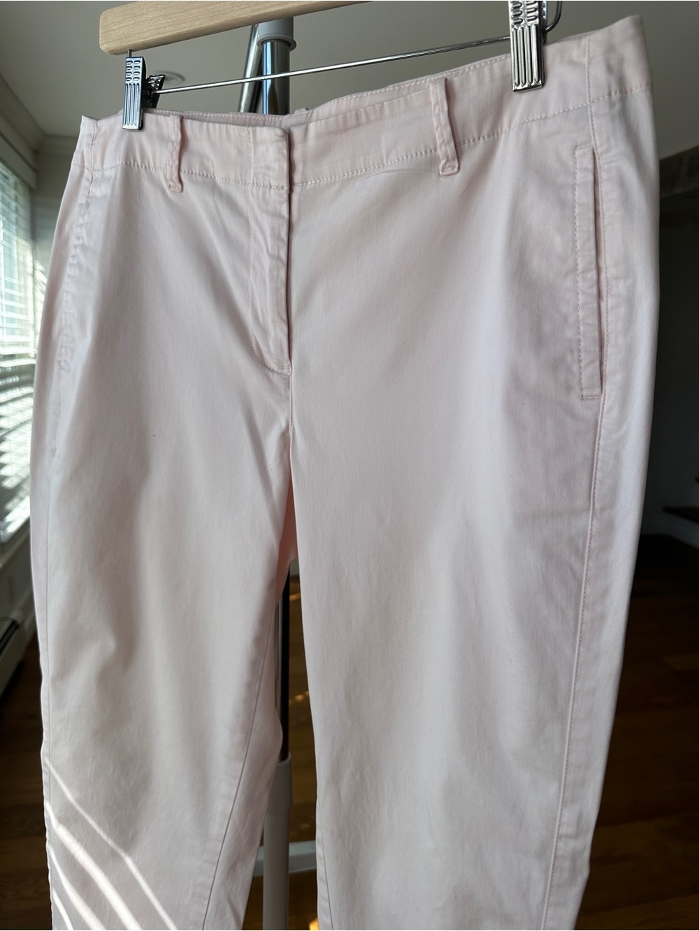 J. Jill Light Pink Stretch Cotton Pants, Cropped Ankle Length, Mid-rise